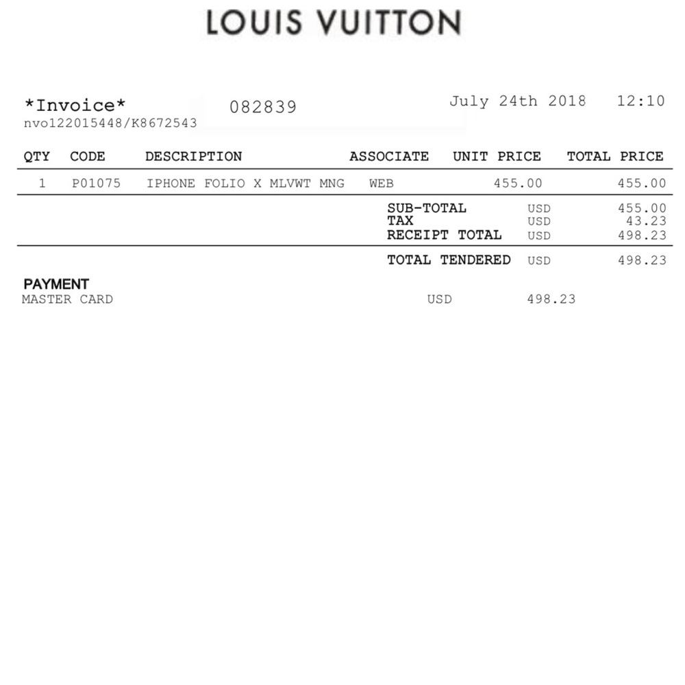 Louis Vuitton Monogram Canvas iPhone X Folio Case